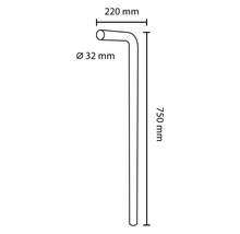 Odtokové koleno pre umývadlá 750x220 mm Ø32 mm matný chróm-thumb-1 Odtokové koleno pre umývadlá 750x220 mm Ø32 mm matný chróm-thumb-1