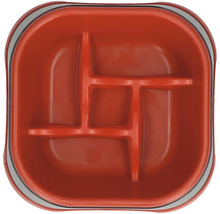 Červená nádoba na miešanie farieb s deliacimi stenami