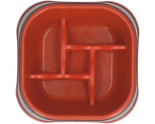 Červená nádoba na miešanie farieb s deliacimi stenami