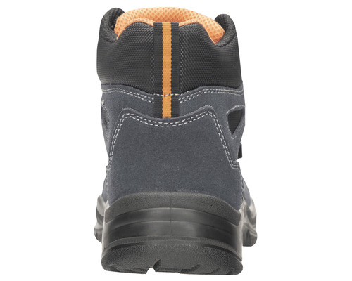 Pohľad zozadu na sivú bezpečnostnú obuv