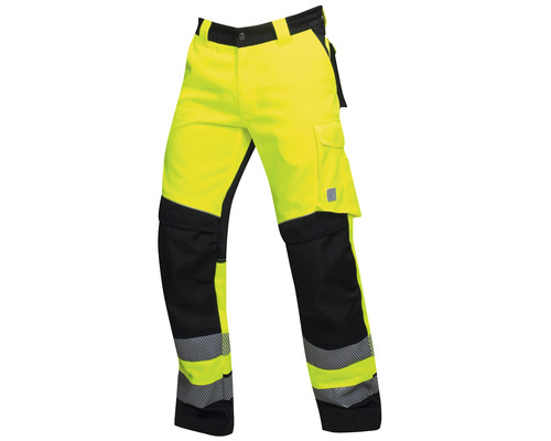 Žlté a čierne pracovné nohavice s odrazkami