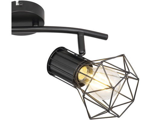 Čierne stropné svietidlo s geometrickým tienidlom a žiarovkou