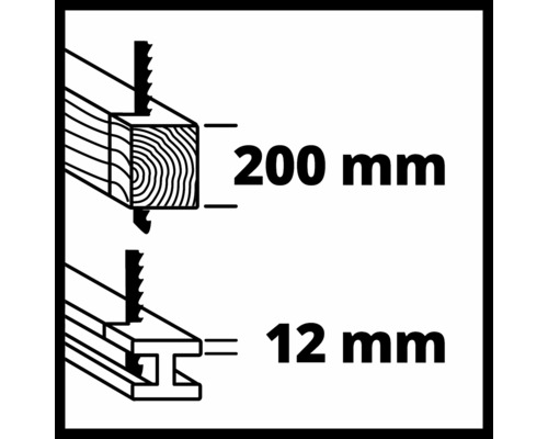 Hĺbka rezu 200 milimetrov do dreva, 12 milimetrov do ocele