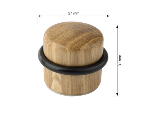 Drevený dverný doraz s rozmermi 37 mm x 31 mm.
