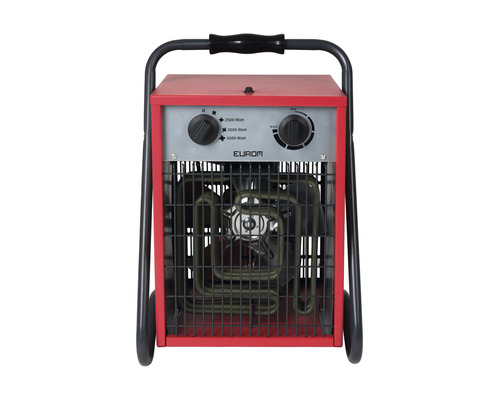 Elektrický ohrievač s rukoväťou a nastavovacími gombíkmi pre vykurovací výkon