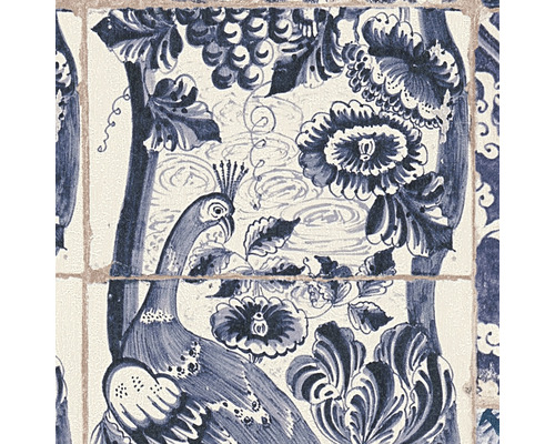 Vzor dlaždíc s pávom, kvetmi a listami