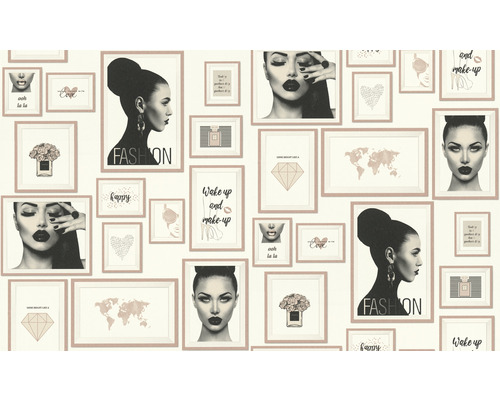 Tapeta s módnymi a kozmetickými motívmi vo vzhľade obrazových rámov
