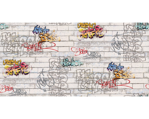 Tapeta s graffiti na tehlovej stene