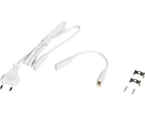 Pripojovací kábel so zástrčkou, spojovacím kusom a upevňovacími svorkami