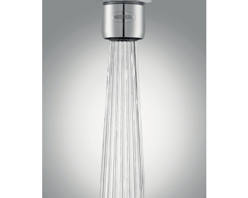 Logo spoločnosti Neoperl na vodovodnej batérii s vodným lúčom