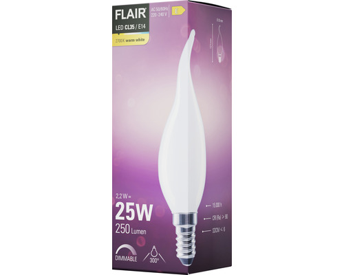LED žiarovka FLAIR CL35 E14, 2700 Kelvinov, teplá biela