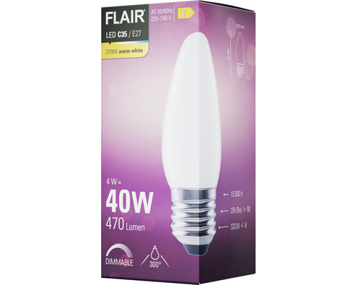 Žiarovka LED Flair C35 E27 teplá biela, stmievateľná