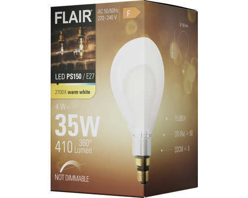Balenie LED žiarovky Flair PS150/E27, nestmievateľná