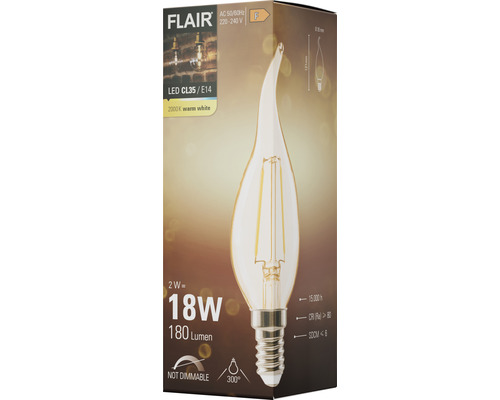 LED žiarovka FLAIR CL35 E14, 2000K teplá biela, nestmievateľná