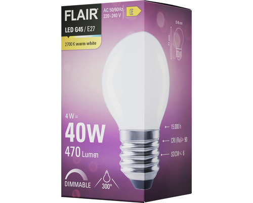 Balenie LED žiarovky Flair G45 E27 s výkonom 4 W