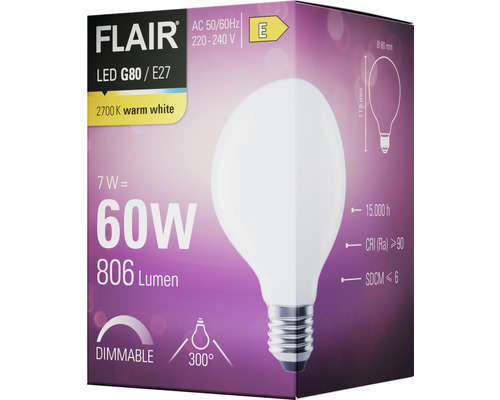 Žiarovka FLAIR LED G80 E27 v obale produktu