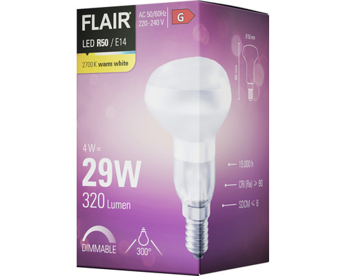 Balenie žiarovky Flair LED R50/E14 s 2700 Kelvinov teplá biela