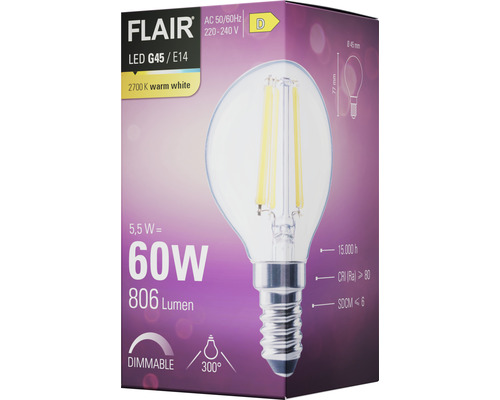 Balenie stmievateľnej LED žiarovky Flair G45/E14