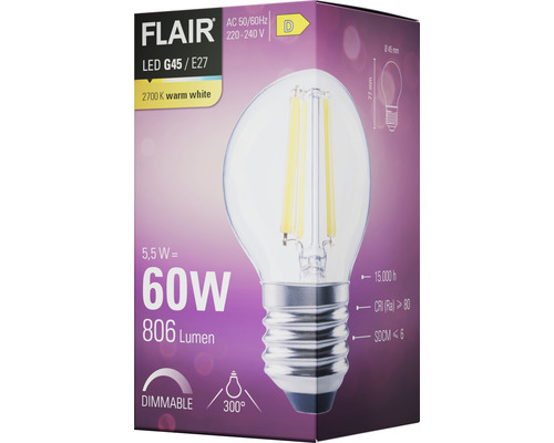 Balenie stmievateľnej LED žiarovky Flair G45 E27