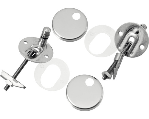 Upevňovacia sada pre WC sedadlá, pozostávajúca zo skrutiek, matíc a krytiek