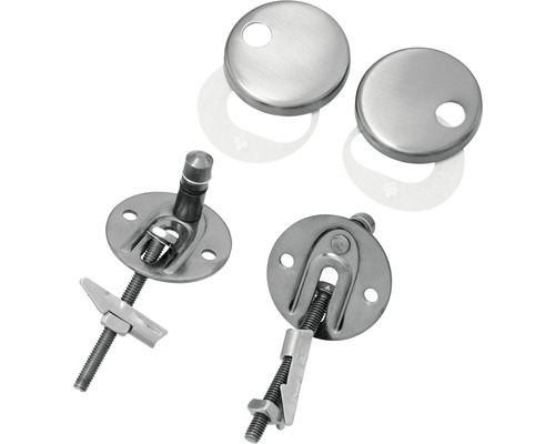 Upevňovacia súprava pre WC sedadlá, pozostávajúca zo skrutiek, matíc a krytiek