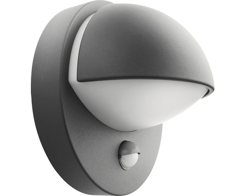 Sivé vonkajšie nástenné svietidlo s pohybovým senzorom