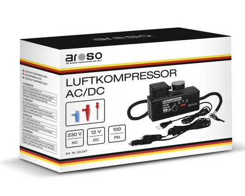 Aroso vzduchový kompresor AC/DC v produktovom balení