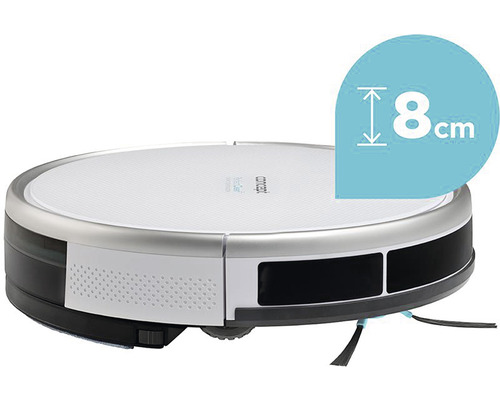 Robotický vysávač s výškou 8 centimetrov.