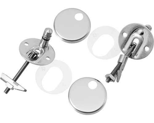 Upevňovacia súprava pre WC sedadlá, vrátane skrutiek a krytiek