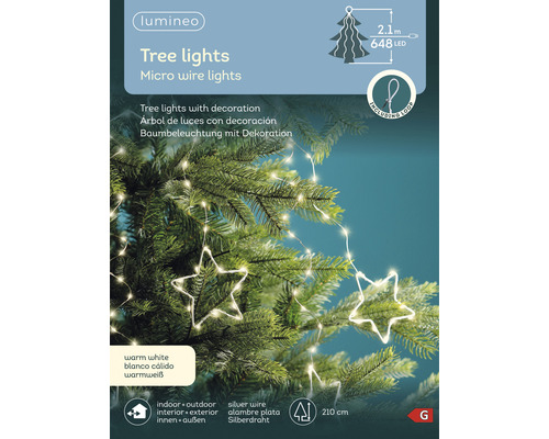 Svetelná reťaz s mikro drôtmi a hviezdami na zdobenie vianočných stromčekov, dĺžka 210 cm