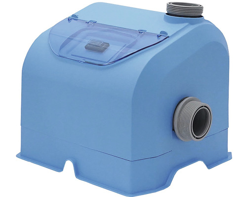 Modrý rozdeľovač bazéna s priehľadným vekom a sivou prípojkou