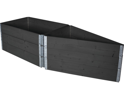 Drevený vyvýšený záhon s kovovými rohmi