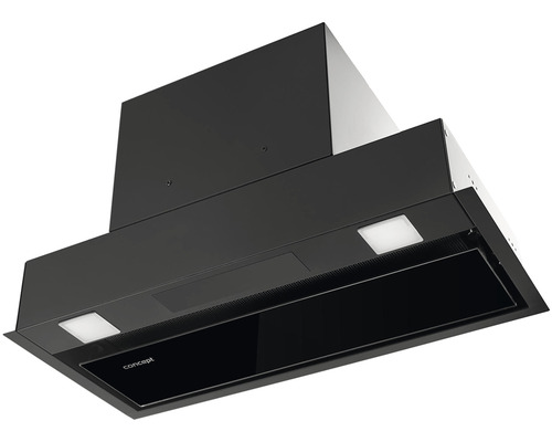 Čierny digestor s integrovaným osvetlením