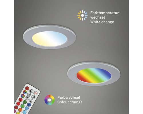 Dve LED vstavané svietidlá so zmenou farby a reguláciou teploty a diaľkovým ovládaním