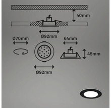 Technický nákres vstavaného svietidla s rozmermi