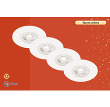 Štyri vstavané bodové svietidlá s teplým bielym svetlom a stupňom krytia IP44