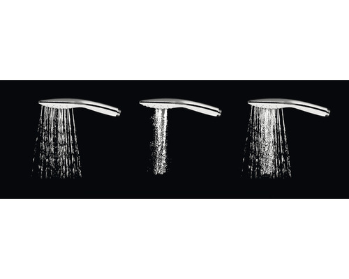 Tri ručné sprchy s rôznymi typmi prúdu