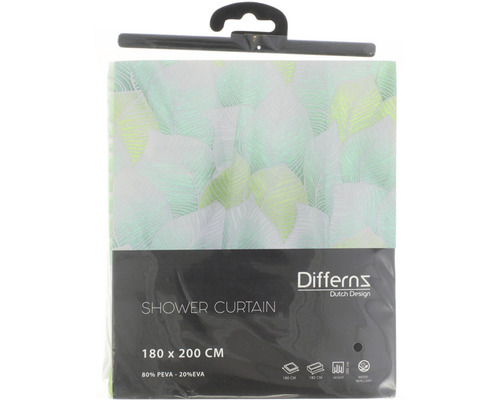 Balený sprchový záves s listovým vzorom, 180 x 200 centimetrov