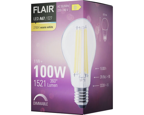 Žiarovka FLAIR LED A67 E27, 100 W, stmievateľná na obale