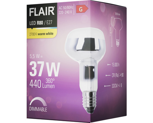 Balenie žiarovky FLAIR LED R80 E27