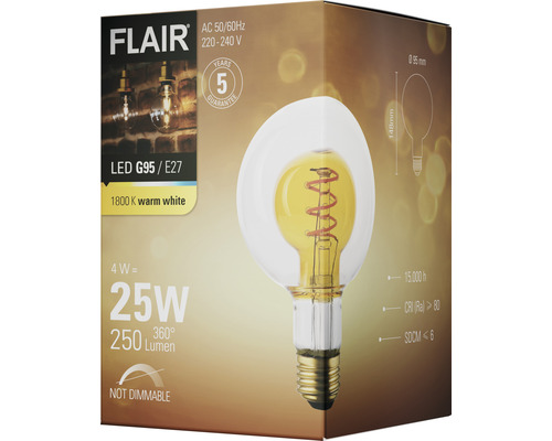 Balenie LED žiarovky Flair G95 E27