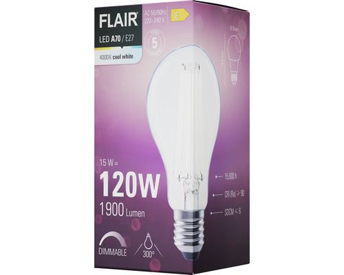 Žiarovka Flair LED A70 E27, 15 W zodpovedá 120 W, 1900 lúmenov