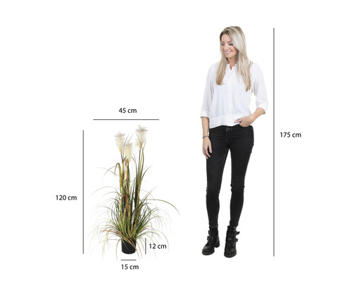 Dekoratívna umelá rastlina v kvetináči, 120 cm vysoká