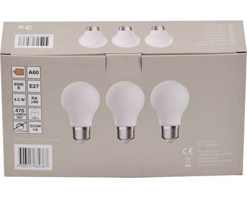 Balenie troch LED žiaroviek A60, pätica E27, 4,5 W, 470 lúmenov