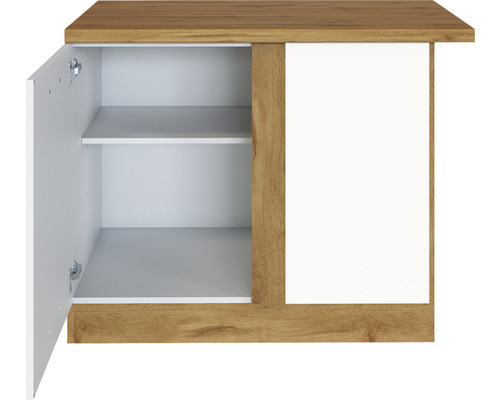 Nástenná skrinka s otvorenými dvierkami a dvoma policami