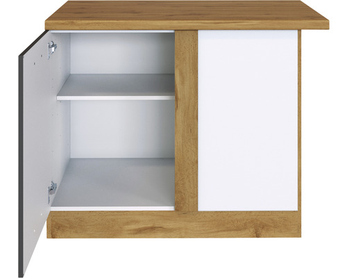 Závesná skrinka s jednými dverami a dvoma policami