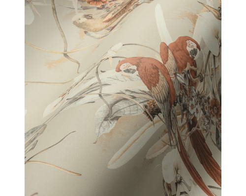 Tapeta so vzorom vtákov a rastlín