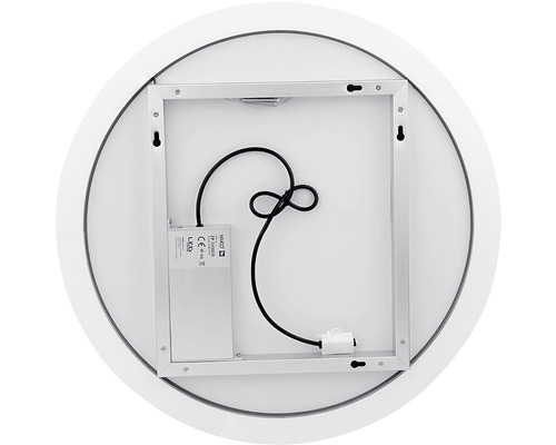 Zadná strana okrúhleho zrkadla s montážnou konzolou a LED driverom