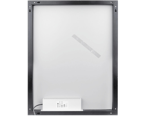 Zadná strana LED zrkadla s čiernym rámom