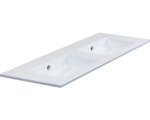 Biele keramické dvojité umývadlo s dvoma umývadlami